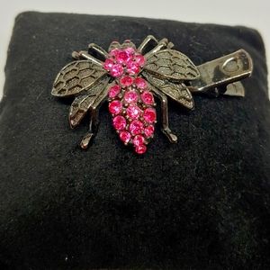 Pink Rhinestone bee hair clip